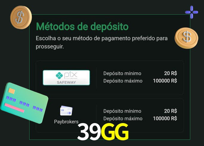 O cassino 39GG oferece uma grande variedade de métodos de pagamento